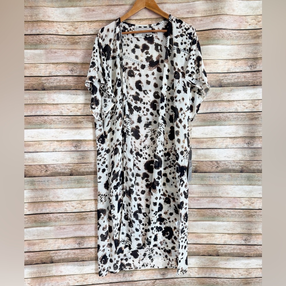 Double D Ranch Women's Cowhide Animal Print Semi Sheer Kimono Size Small